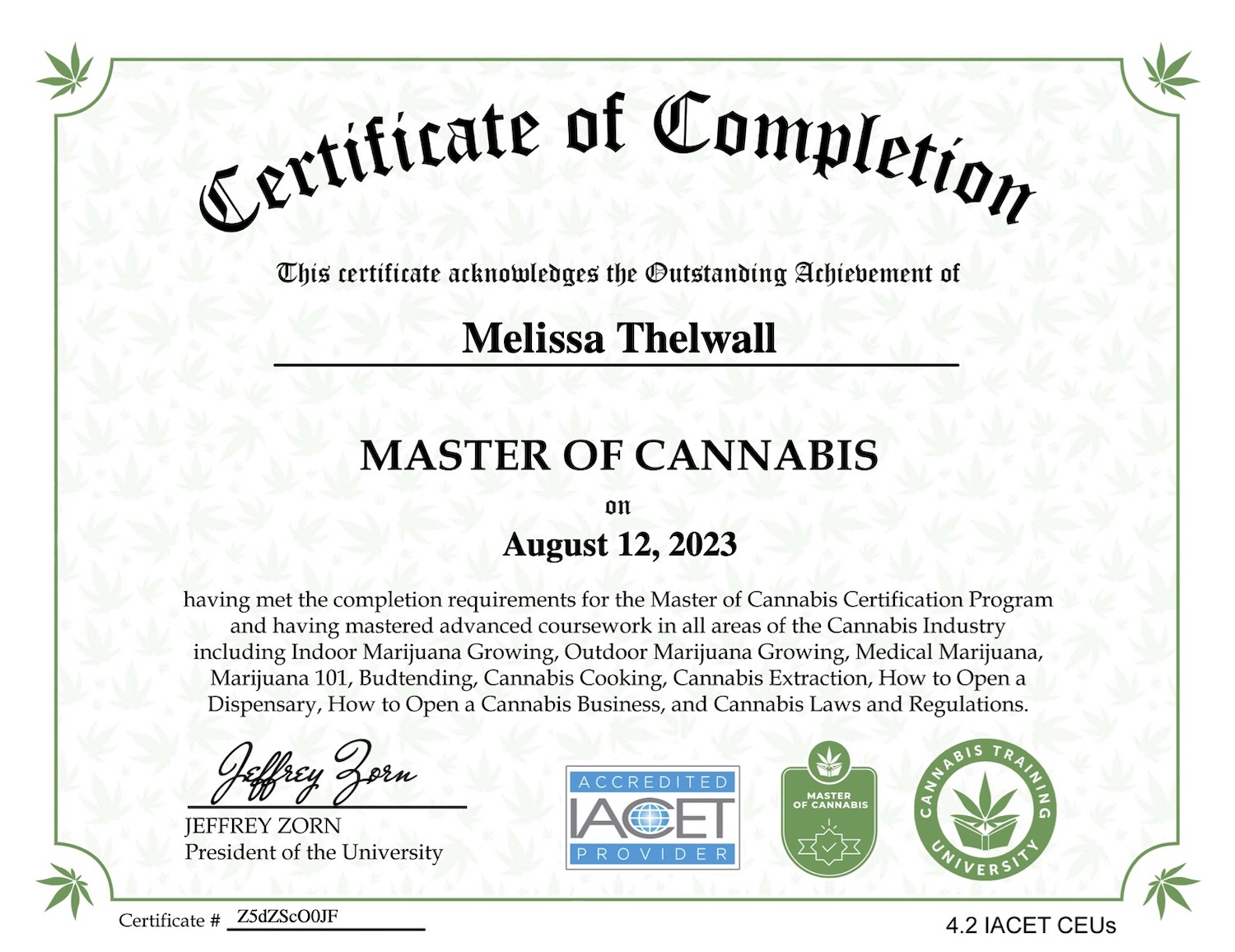 Master of Cannabis Expert Certificates 1